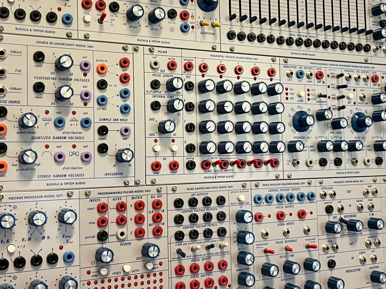 Buchla Tiptop 200t series with BPNYC ZERO Halliburton Eurorack Modular Travel Case NOS SILVER 122hp 9U